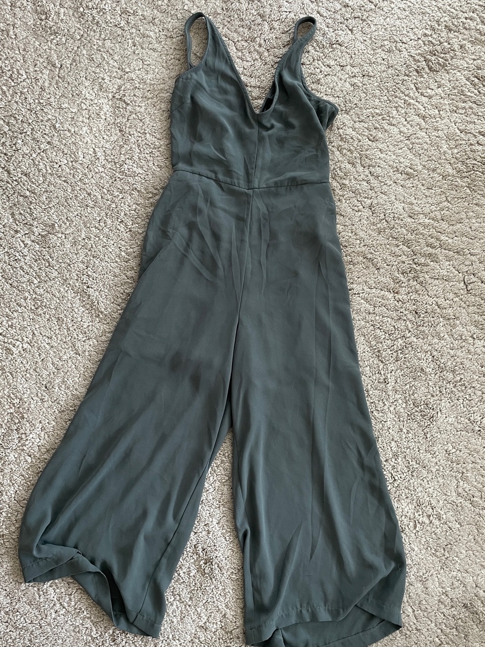 Forever 21 Olive Green Wide-Leg Sleeveless Jumpsuit